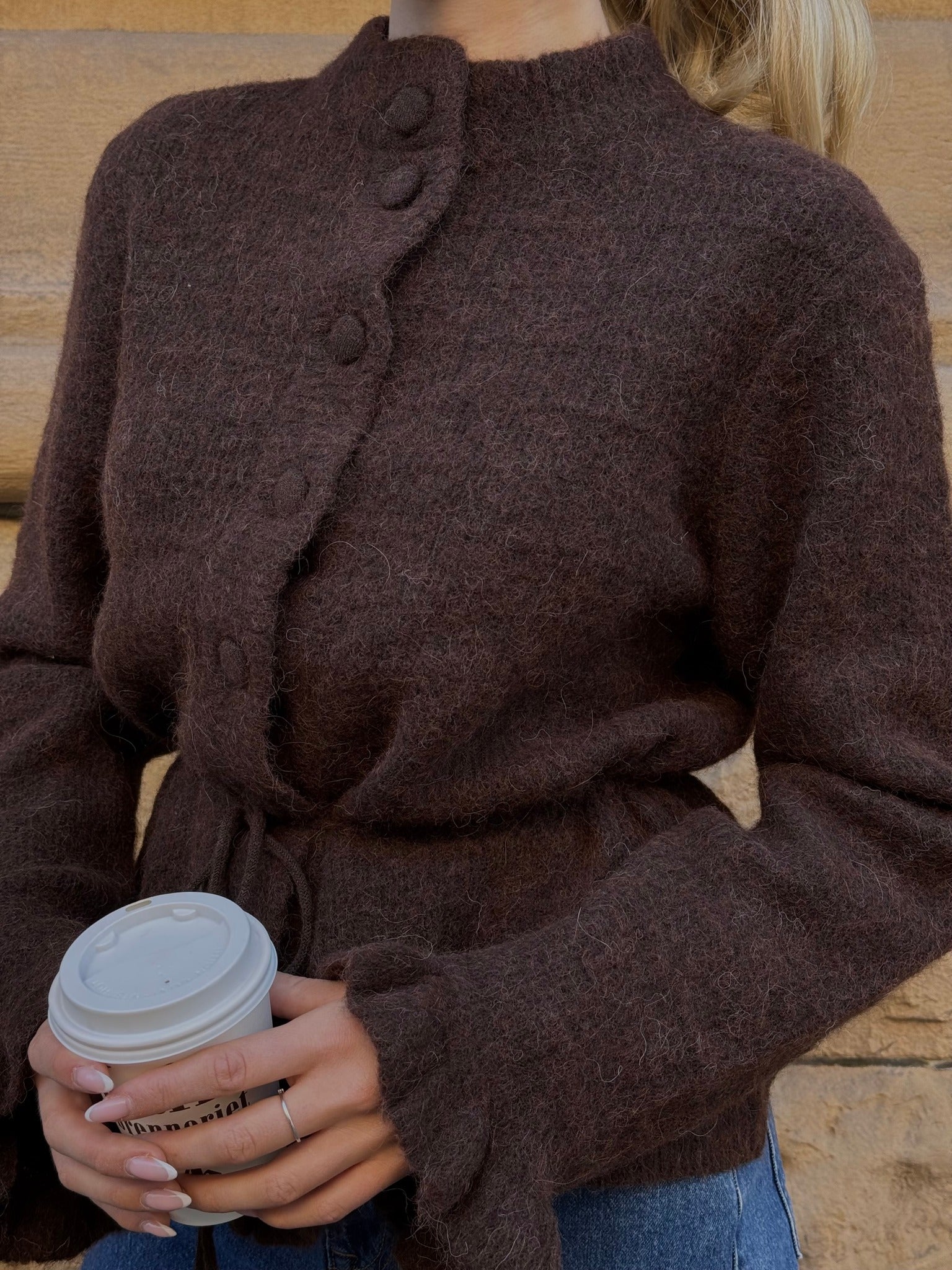 YASTHELLIS Knit Cardigan - Hot Fudge